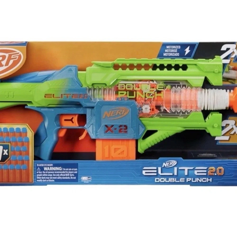 Nerf Elite 2.0 Double Punch Blaster in Green, Blue & Orange
